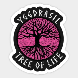 Tree of Life Yggdrasil Pink Valhalla Vikings Grunge Distressed Sticker